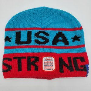 USA Strong Pledge of Allegiance Knit Hat Boston Blue